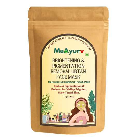 MeAyurv Organic Brightening Glow Face Pack Powder – Pure Herbal Blend Powder | Ayurvedic Skincare for Bright complexion, Clear skin & Face pack | Natural, Vegan, Chemical Free