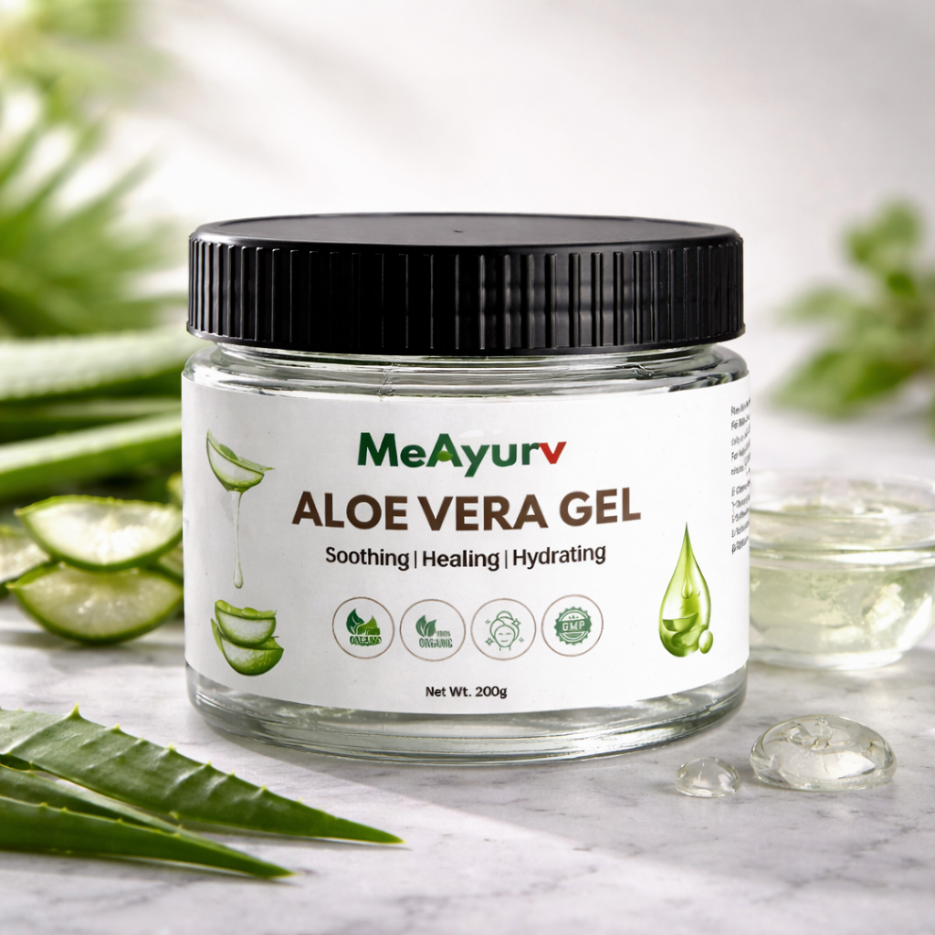 MeAyurv Organic Aloe Vera Gel – Pure Aloe Vera (Ghritkumari) | Ayurvedic Skincare for Skin Hydration, Skin Comfort & Daily Skin Care | Natural, Vegan, Chemical Free