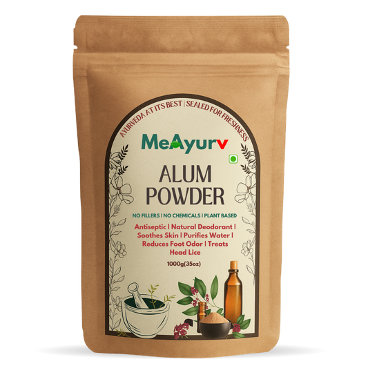 MeAyurv Food Grade Potassium Alum Powder (Fitkari) | Pickling Aid, Natural Deodorant, Styptic, Water Purifier, Astringent, Antibacterial – Chemical Free, Pure & GMP Certified