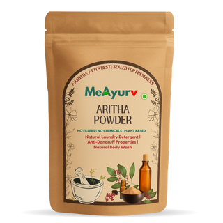 MeAyurv Organic Aritha Powder Hair Mask | Pure Soapnut Ayurvedic Pack for Deep Cleansing, Detox & Shine | Herbal, Sulfate-Free, Vegan Hair Treatment
