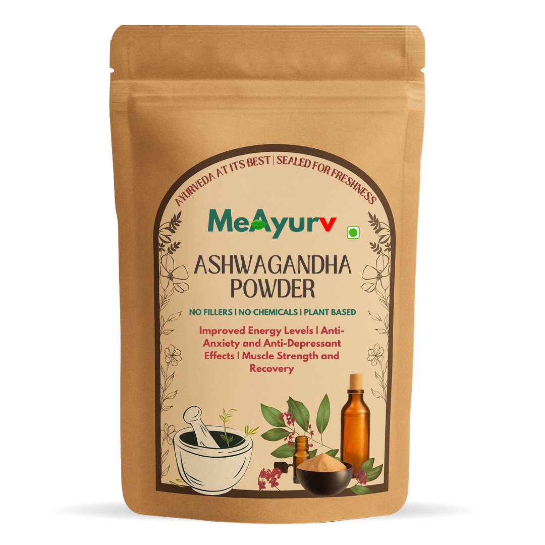 MeAyurv Organic Ashwagandha Powder – Pure Ashwagandha Root Powder | Ayurvedic Adaptogen Supplement for Stress Support, Energy & Vitality | Natural, Vegan, Chemical Free