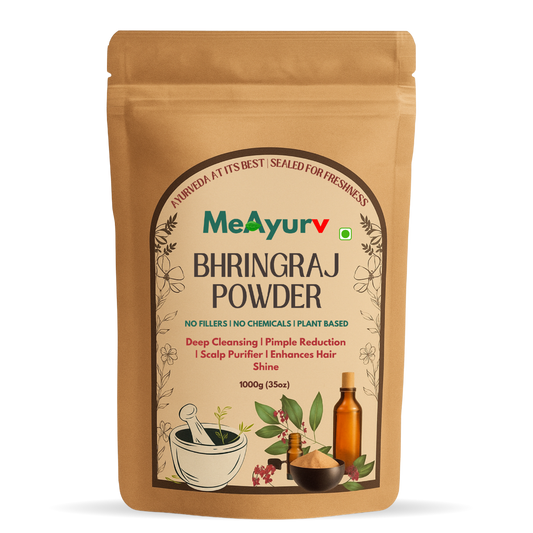 MeAyurv Organic Bhringraj Powder – Ayurvedic Herbal Hair Care for Hair Growth, Scalp Nourishment & Strength | Pure, Vegan, Chemical Free