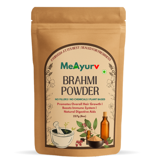 MeAyurv Organic Brahmi Powder – Pure Bacopa Monnieri | Ayurvedic Herbal Supplement for Brain Health, Memory & Focus | Natural, Vegan, Chemical Free