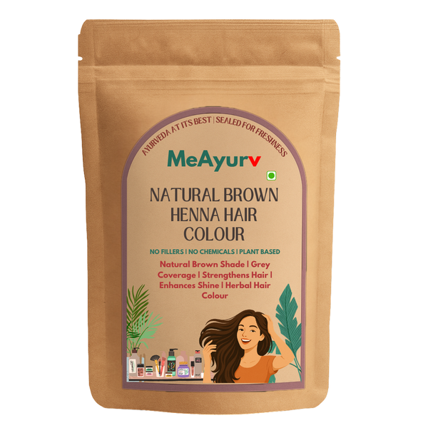 MeAyurv Natural Brown Henna Hair Colour with Indigo, PPD-Free & Ammonia-Free Dye for Rich Chocolate Brown Shade & Grey Coverage