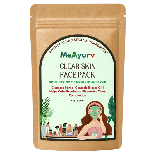 MeAyurv Clear Skin Herbal Face Pack | Neem & Tulsi Pimple Control Mask | Oil-Balancing Anti-Blemish Pack for Clear Skin (75g)