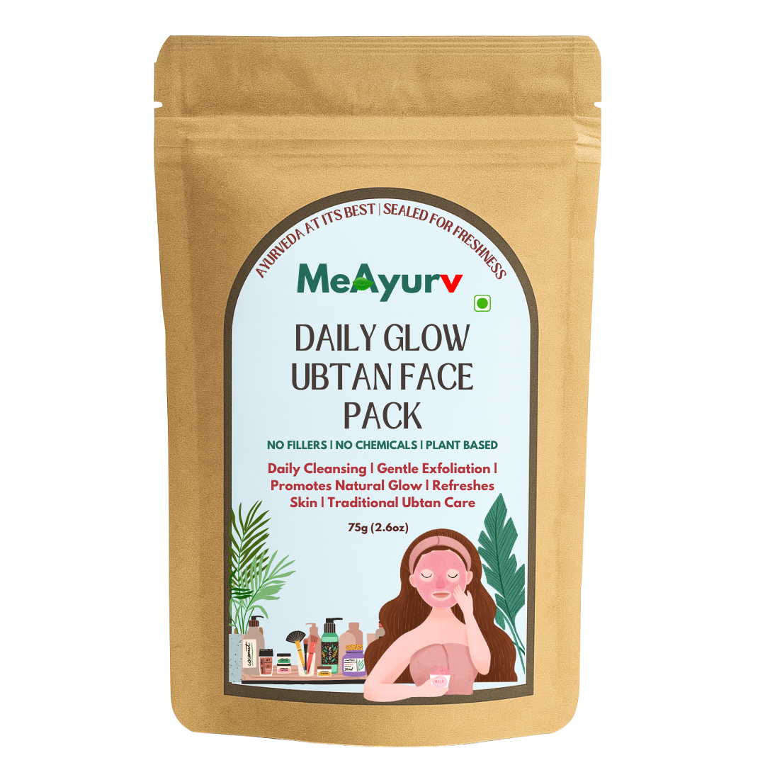 MeAyurv Organic Daily Glow Ubtan Face Pack Powder – Pure Chickpea Flour (Besan) Powder | Ayurvedic Skincare for Daily glow, Fresh skin & Face pack | Natural, Vegan, Chemical Free