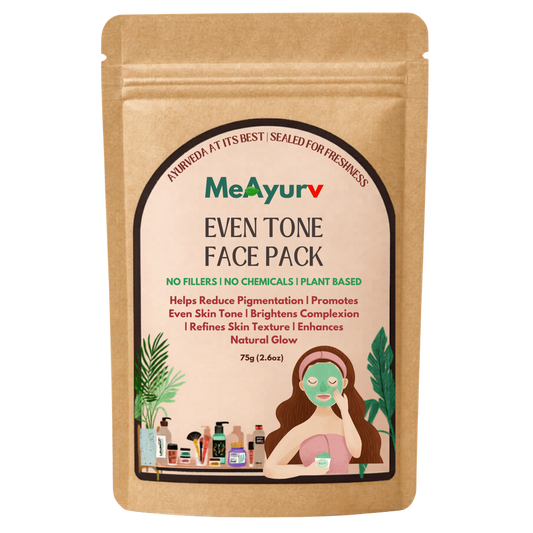 MeAyurv Organic Even Tone Face Pack Powder – Pure Herbal Blend Powder | Ayurvedic Skincare for Even tone, Clear skin & Face pack | Natural, Vegan, Chemical Free