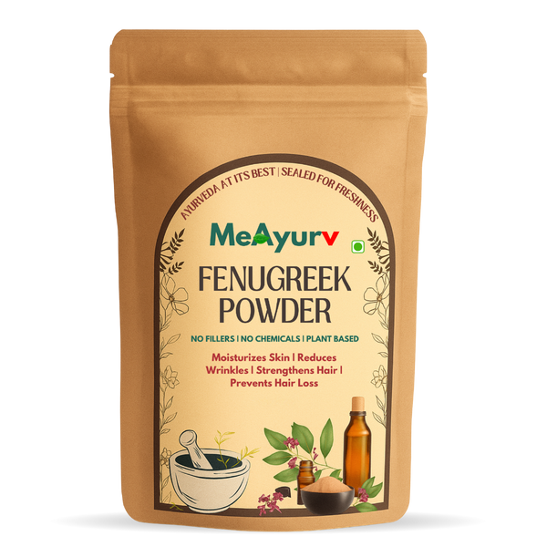 MeAyurv Organic Fenugreek Seed (Methi) Powder – Pure Methi Dana | Ayurvedic Herbal Supplement for Digestion, Hair & Sugar Balance | Vegan, Chemical Free