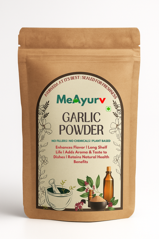 MeAyurv Organic Garlic Powder – Pure Garlic Powder | Ayurvedic Culinary Seasoning for Aroma, Savoury Depth & Convenience | Natural, Vegan, Chemical Free