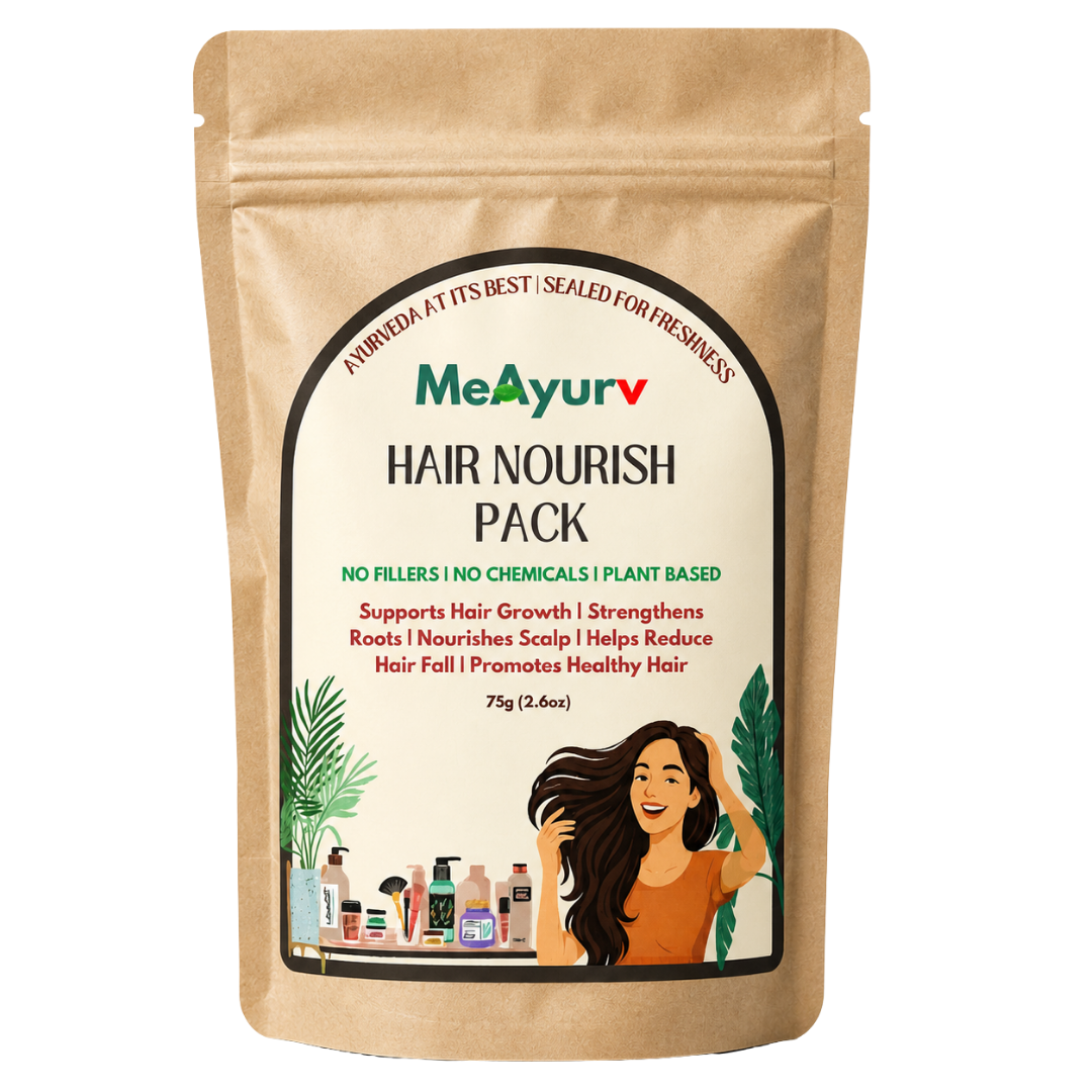 MeAyurv Herbal Hair Nourish Pack | Bhringraj, Amla & Shikakai Hair Mask | Anti-Hairfall & Root Strengthening Powder (75g)