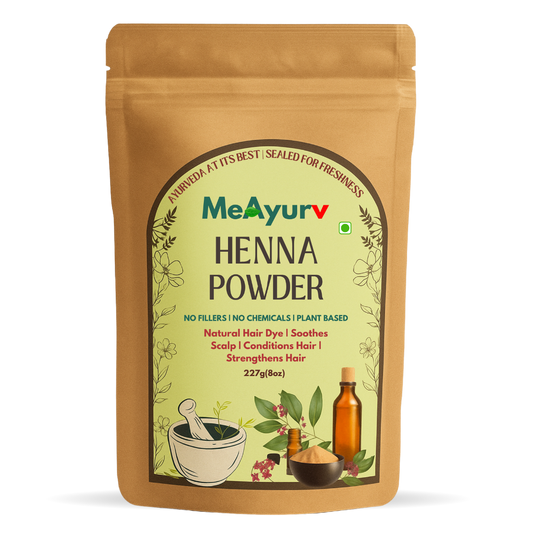 MeAyurv Organic Henna (Mehandi) Powder – Pure Henna Leaf | Natural Herbal Hair Color & Conditioning | Chemical Free, Non-GMO, Vegan