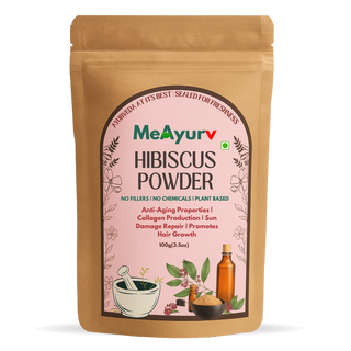MeAyurv Organic Hibiscus Powder – Pure Hibiscus Flower | Ayurvedic Herbal Hair Care for Hair Growth, Shine & Scalp Health | Non-GMO, Vegan, Chemical Free