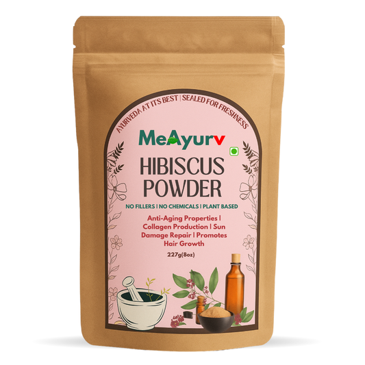 MeAyurv Organic Hibiscus Powder – Pure Hibiscus Flower | Ayurvedic Herbal Hair Care for Hair Growth, Shine & Scalp Health | Non-GMO, Vegan, Chemical Free