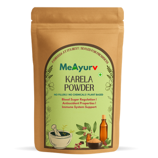 MeAyurv Organic Karela Powder – Pure Bitter Gourd | Ayurvedic Herbal Supplement for Sugar Balance, Digestion & Metabolism | Natural, Vegan, Chemical Free