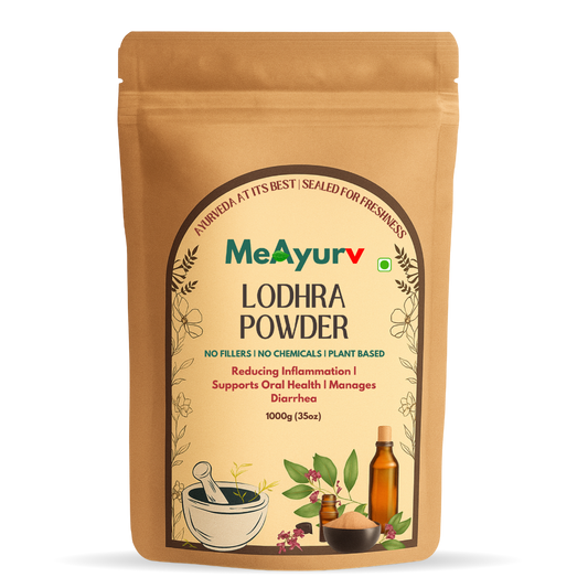 MeAyurv Organic Lodhra Powder – Pure Symplocos Bark | Ayurvedic Herbal Supplement for Skin Health & Hormonal Balance | Natural, Vegan, Chemical Free