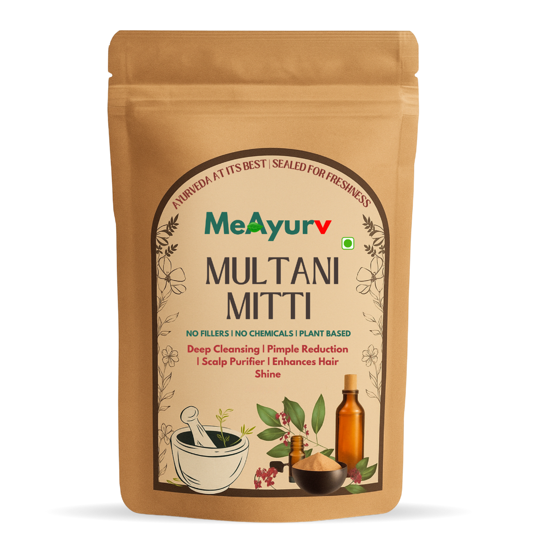 MeAyurv Multani Mitti Powder (Fuller’s Earth Clay) | 100% Pure & Natural Indian Healing Clay for Face Pack & Hair Care – Detoxifying Skin Cleanser, Oil Control Mud
