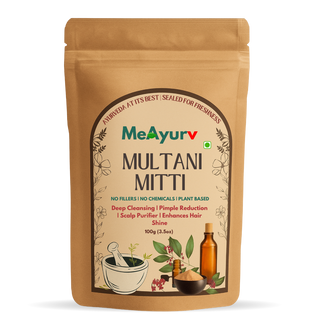 MeAyurv Multani Mitti Powder (Fuller’s Earth Clay) | 100% Pure & Natural Indian Healing Clay for Face Pack & Hair Care – Detoxifying Skin Cleanser, Oil Control Mud