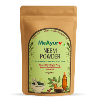 MeAyurv Organic Neem Powder – Pure Neem Leaf Powder | Ayurvedic Skin & Hair Care for Acne, Dandruff & Clear Skin | Natural, Vegan, Chemical Free
