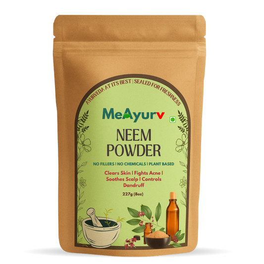 MeAyurv Organic Neem Powder – Pure Neem Leaf Powder | Ayurvedic Skin & Hair Care for Acne, Dandruff & Clear Skin | Natural, Vegan, Chemical Free