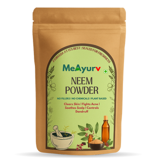 MeAyurv Organic Neem Powder – Pure Neem Leaf Powder | Ayurvedic Skin & Hair Care for Acne, Dandruff & Clear Skin | Natural, Vegan, Chemical Free
