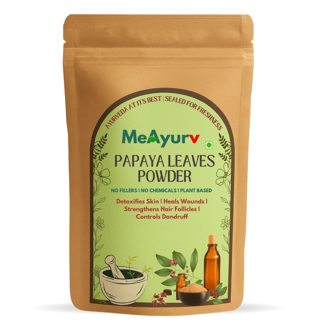 MeAyurv Organic Papaya Leaves Powder – Pure Papaya Fruit Powder | Ayurvedic Skin Care for Gentle Enzyme Exfoliation, Glow & Brightening | Natural, Vegan, Chemical Free | MeAyurv