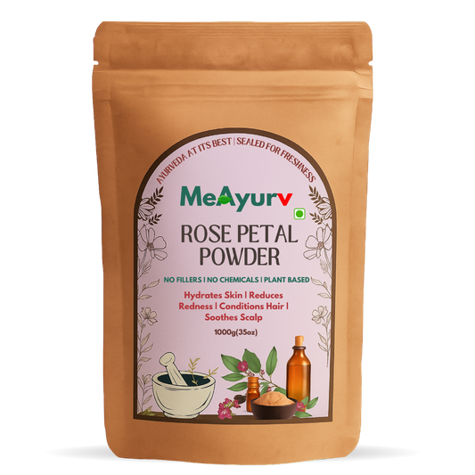 MeAyurv Organic Rose Petal Powder – Pure Rose Petals | Ayurvedic Skin & Hair Care for Glow, Soothing & Hydration | Natural, Vegan, Chemical Free