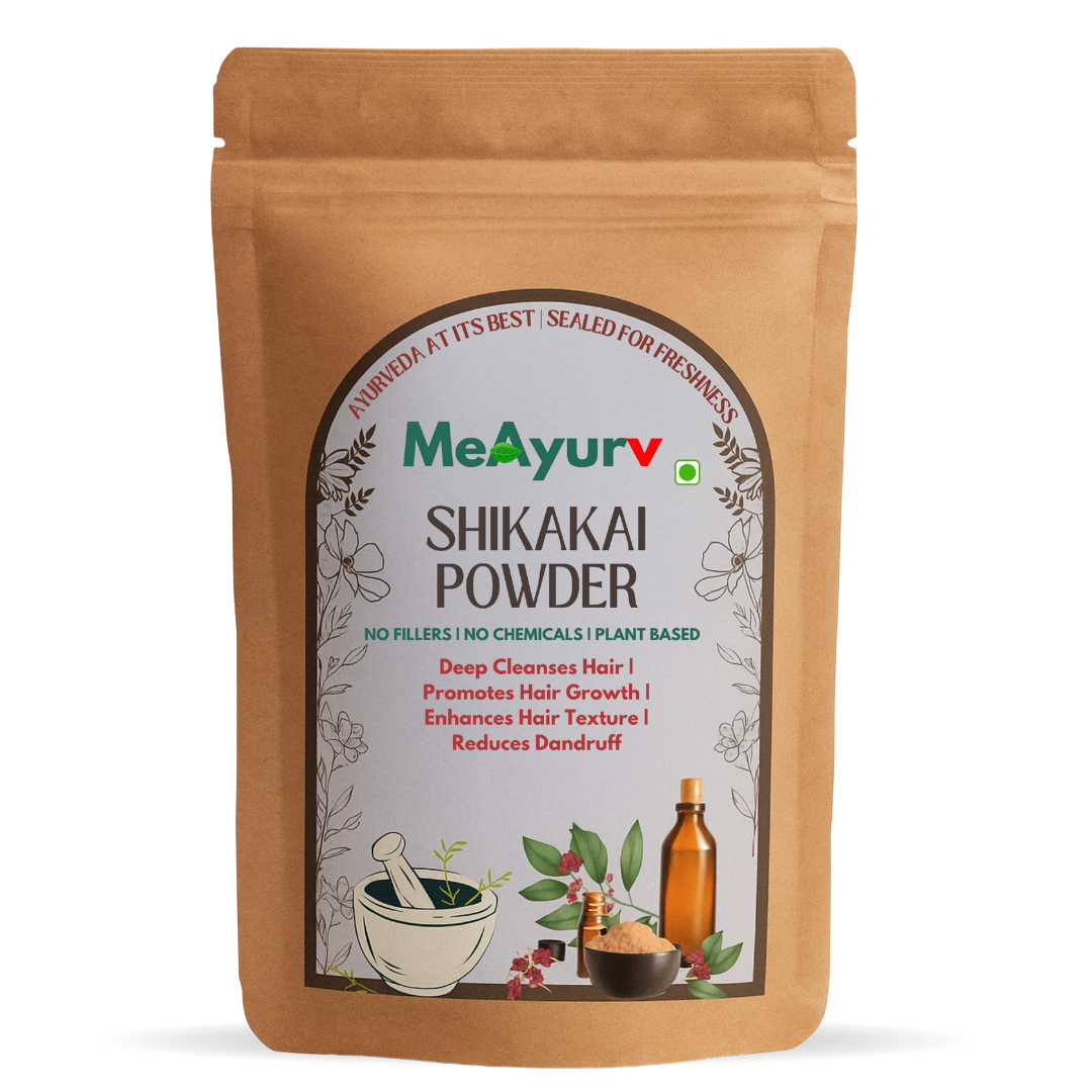 MeAyurv Organic Shikakai Powder – Pure Acacia Concinna | Ayurvedic Herbal Hair Care for Cleansing, Shine & Hair Growth | Non-GMO, Vegan, Chemical Free | MeAyurv