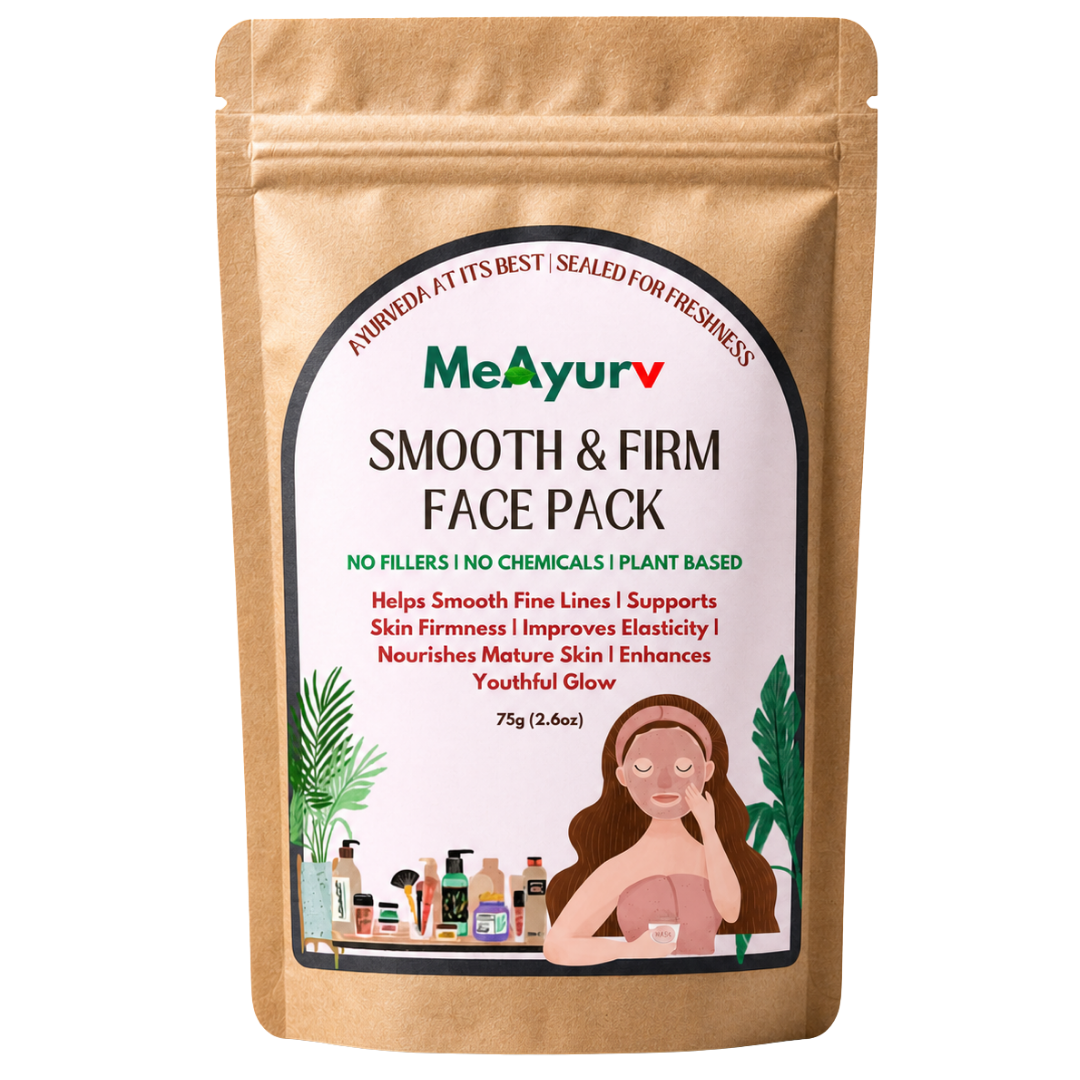 MeAyurv Organic Smooth & Firm Face Pack Powder – Pure Herbal Blend Powder | Ayurvedic Skincare for Firm skin, Smooth texture & Face pack | Natural, Vegan, Chemical Free
