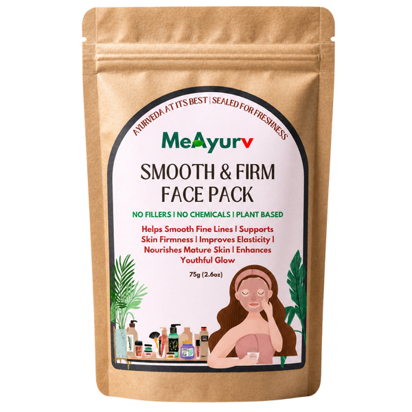 MeAyurv Organic Smooth & Firm Face Pack Powder – Pure Herbal Blend Powder | Ayurvedic Skincare for Firm skin, Smooth texture & Face pack | Natural, Vegan, Chemical Free
