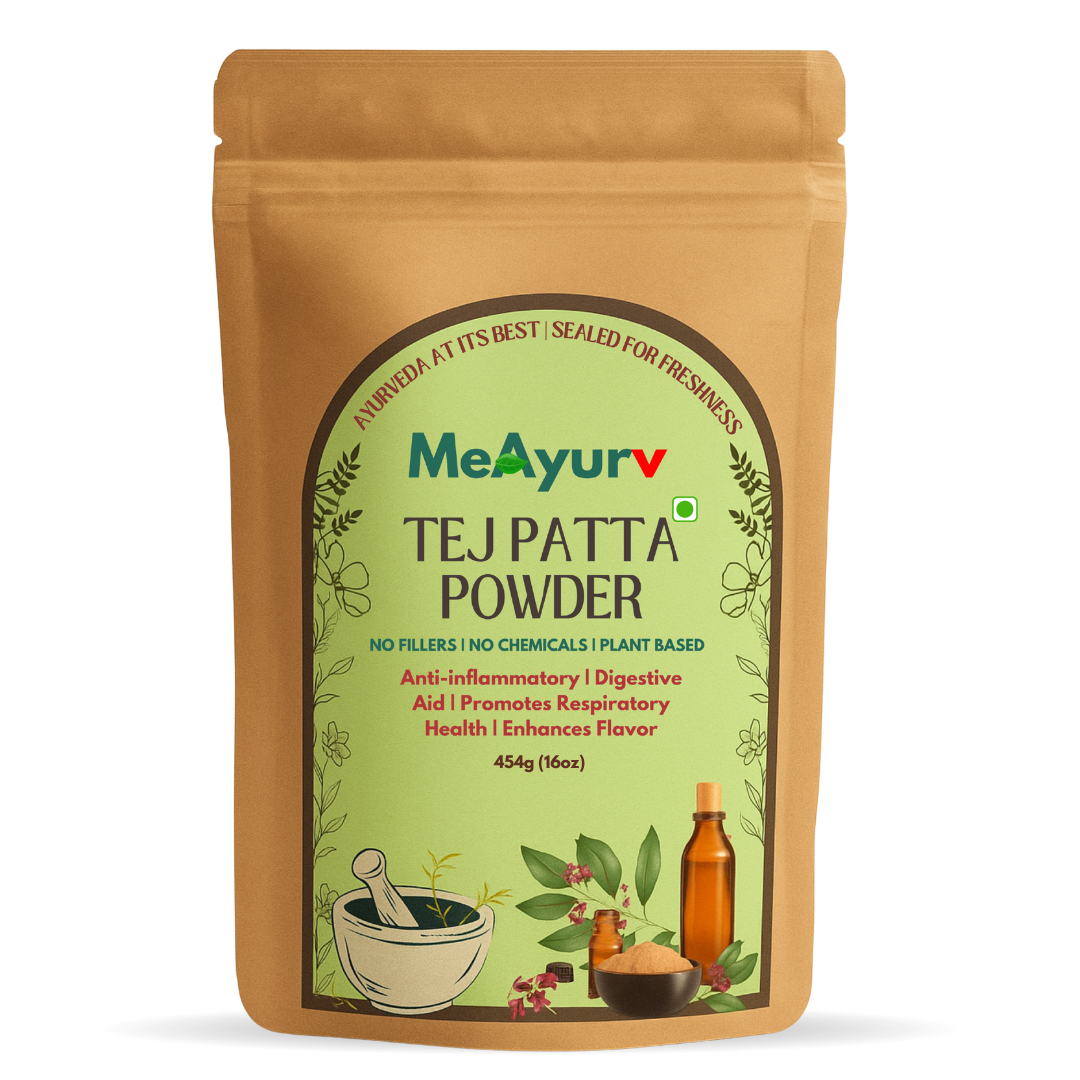 MeAyurv Organic Tej Patta Powder – Pure Bay Leaf | Ayurvedic Herbal Supplement for Digestion, Flavor & Antioxidants | Natural, Vegan, Chemical Free