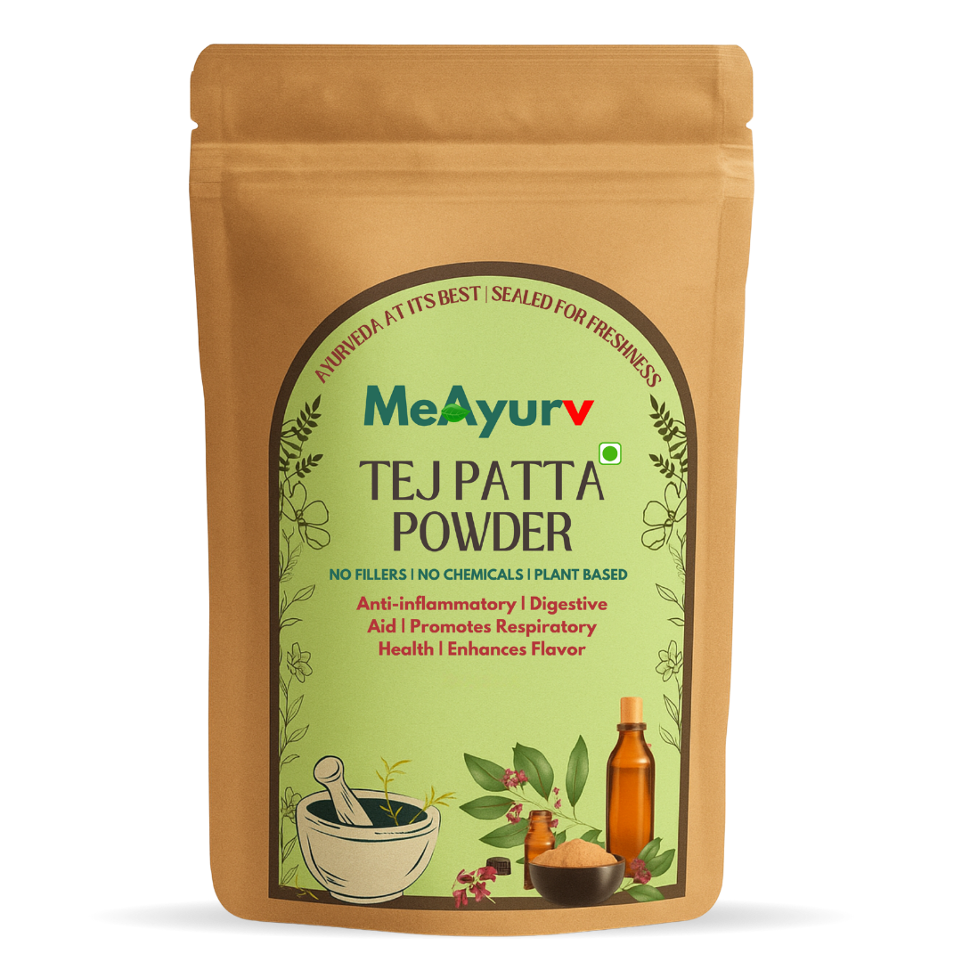 MeAyurv Organic Tej Patta Powder – Pure Bay Leaf | Ayurvedic Herbal Supplement for Digestion, Flavor & Antioxidants | Natural, Vegan, Chemical Free | MeAyurv