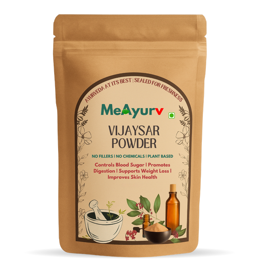 MeAyurv Organic Vijaysar Powder – Pure Pterocarpus Marsupium | Ayurvedic Herbal Supplement for Sugar Balance, Weight & Digestion | Natural, Vegan, Chemical Free