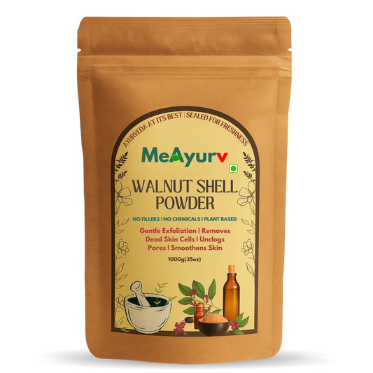 MeAyurv Organic Walnut Shell Powder – Pure Walnut Shell | Natural Exfoliant for Glowing Skin & Gentle Scrub | Vegan, Chemical Free