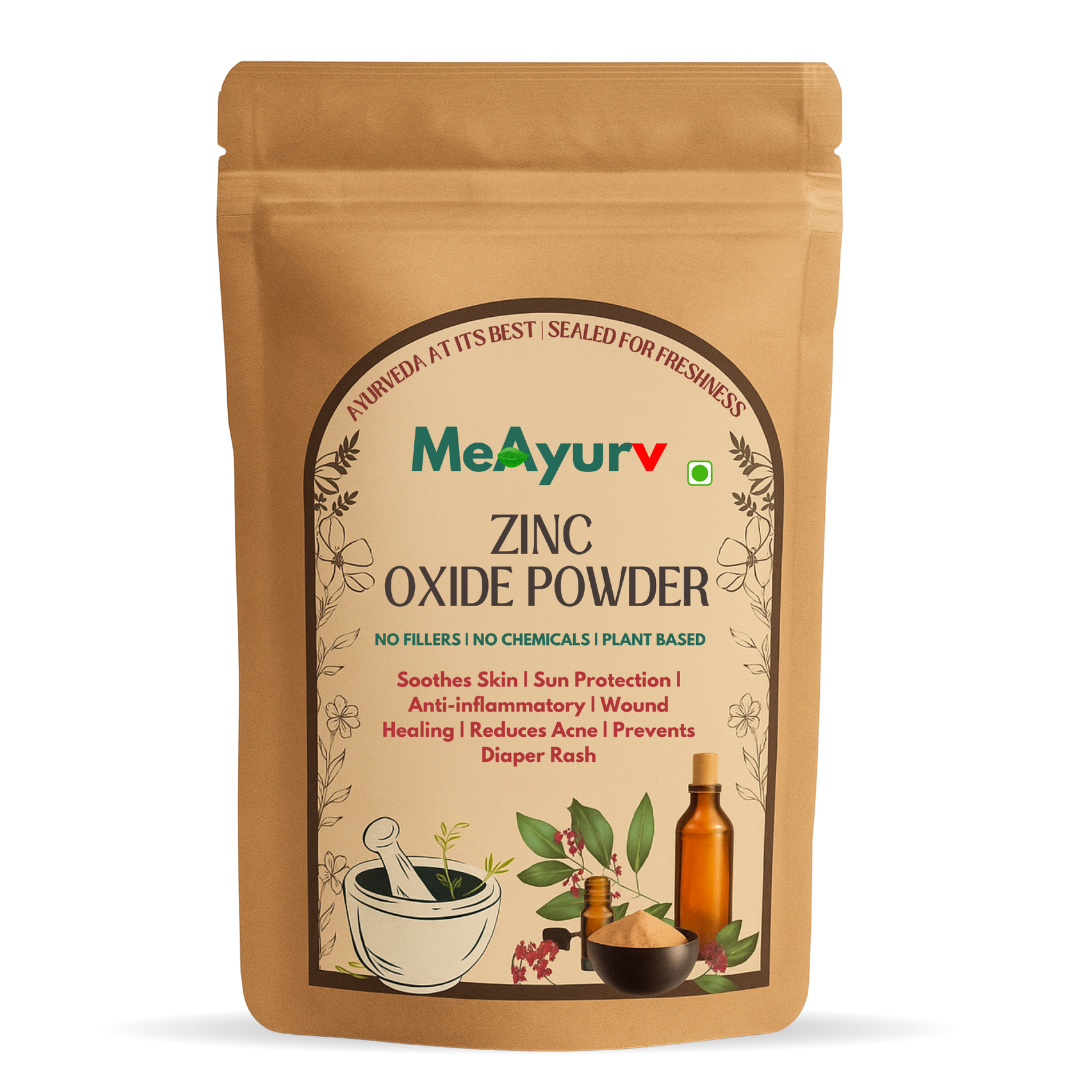 MeAyurv Organic Zinc Oxide Powder – Pure Zinc Oxide Powder (Non-Nano, Uncoated) | Ayurvedic Cosmetic DIY Use for Balms, Creams & Mineral Formulations | Natural, Vegan, Chemical Free | MeAyurv