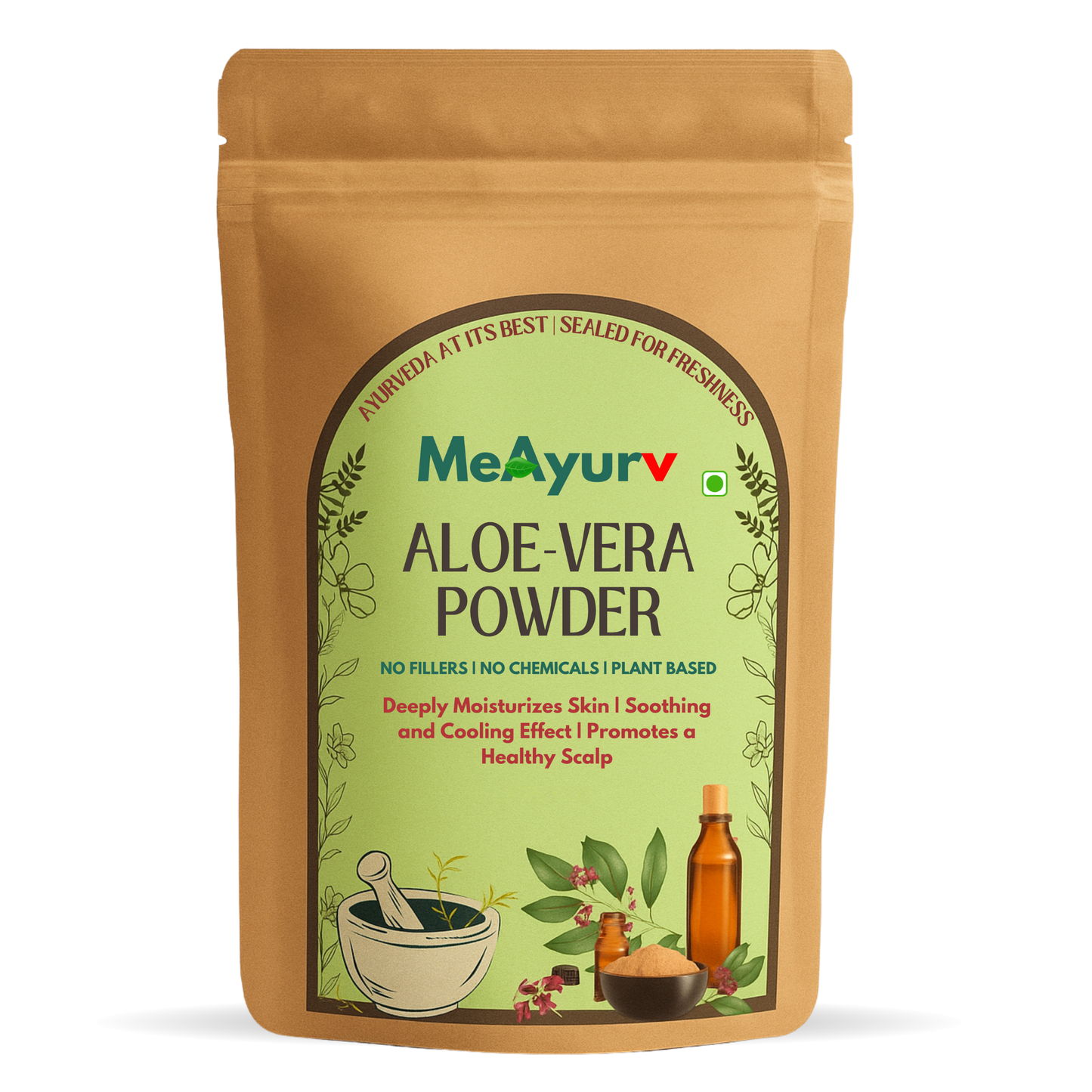 MeAyurv Organic Aloe Vera Leaves Powder | Herbal Supplement for Skin Care, Hair Growth & Hydration | Pure, Vegan, Chemical Free & Non-GMO