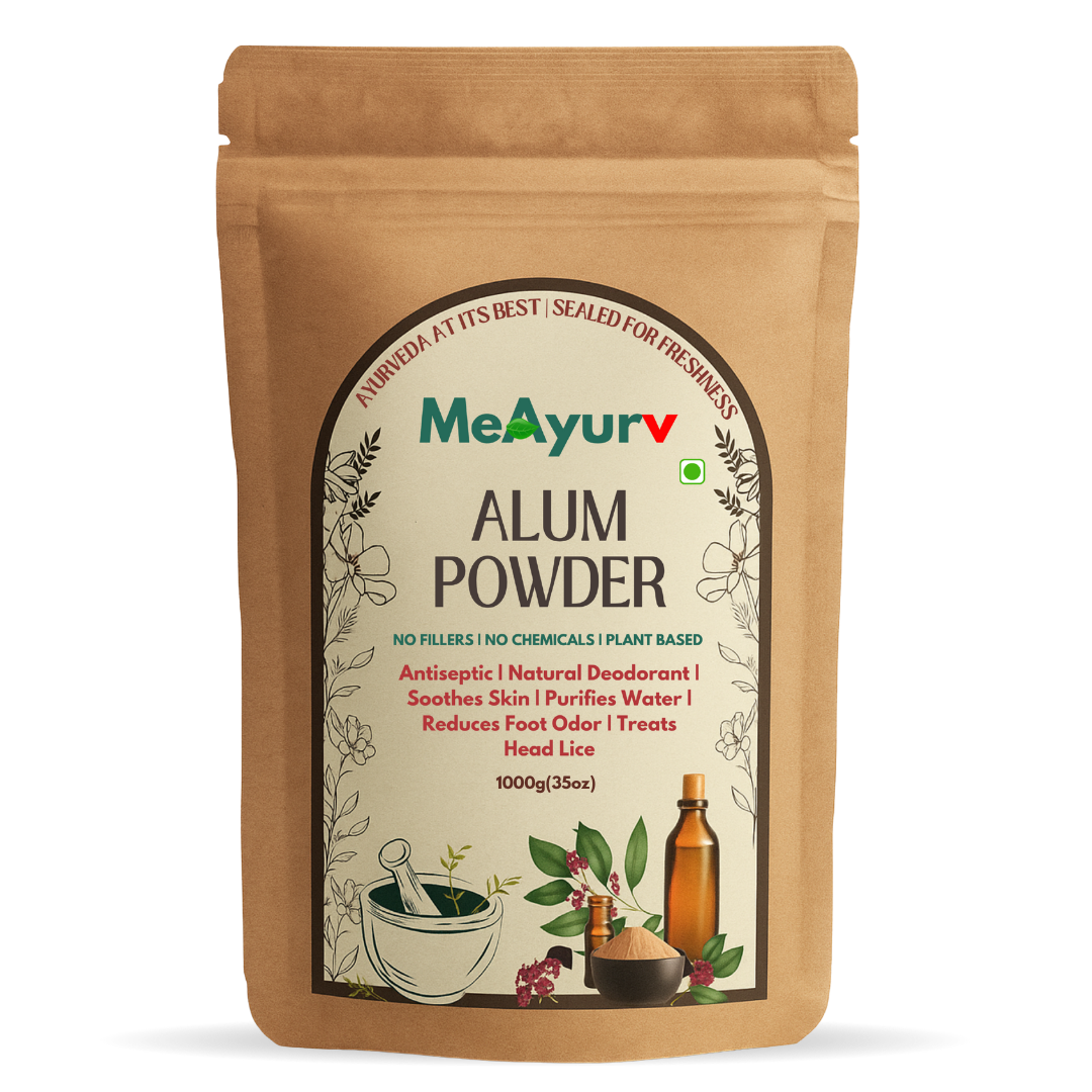 MeAyurv Food Grade Potassium Alum Powder (Fitkari) | Pickling Aid, Natural Deodorant, Styptic, Water Purifier, Astringent, Antibacterial – Chemical Free, Pure & GMP Certified
