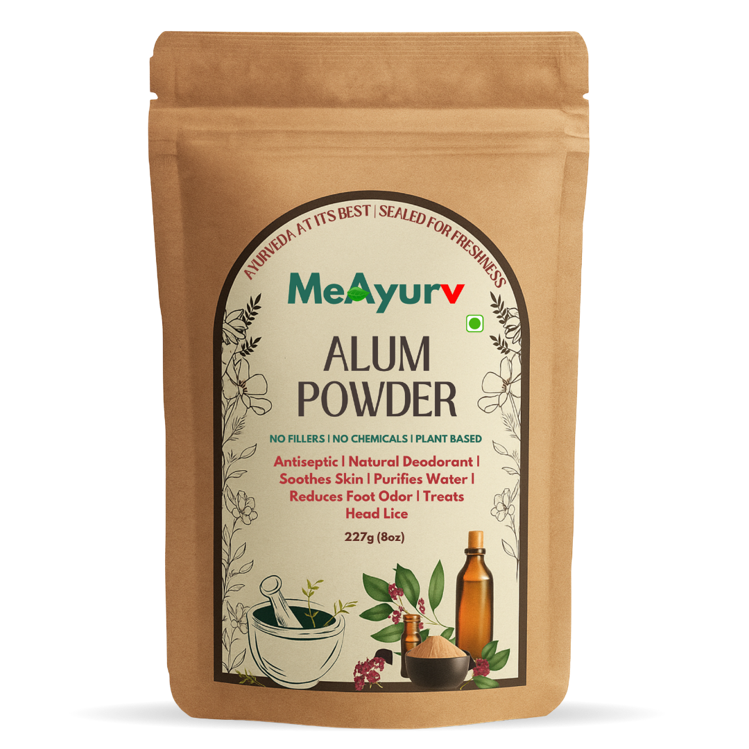 MeAyurv Food Grade Potassium Alum Powder (Fitkari) | Pickling Aid, Natural Deodorant, Styptic, Water Purifier, Astringent, Antibacterial – Chemical Free, Pure & GMP Certified