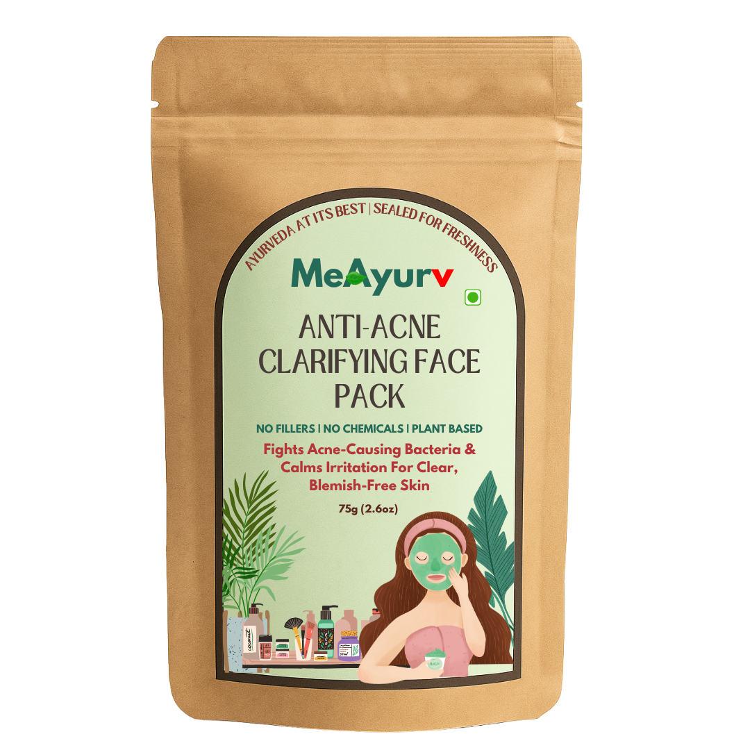 MeAyurv Clear Skin Anti-Acne Combo | Neem & Tulsi Clarifying Face Pack + Soothing Sandalwood Oat Face Pack | Pimple Control, Oil Balance, Redness Calm & Glow (2 x 75g)