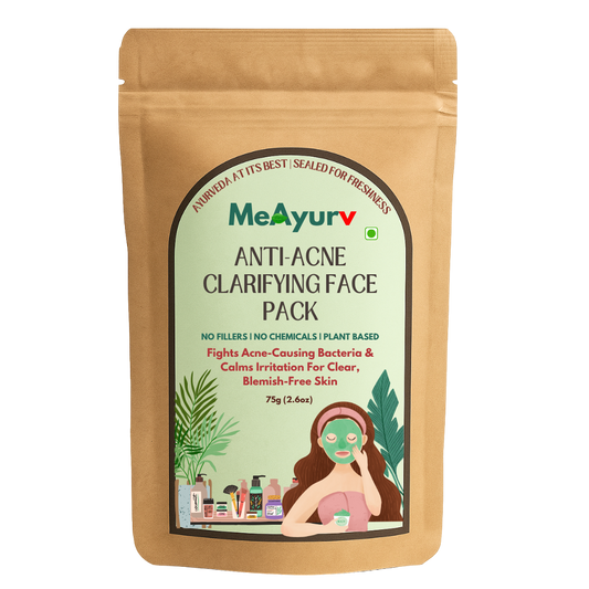 MeAyurv Clear Skin Anti-Acne Combo | Neem & Tulsi Clarifying Face Pack + Soothing Sandalwood Oat Face Pack | Pimple Control, Oil Balance, Redness Calm & Glow (2 x 75g)