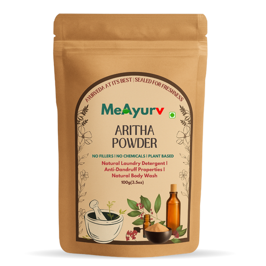 MeAyurv Organic Aritha Powder Hair Mask | Pure Soapnut Ayurvedic Pack for Deep Cleansing, Detox & Shine | Herbal, Sulfate-Free, Vegan Hair Treatment