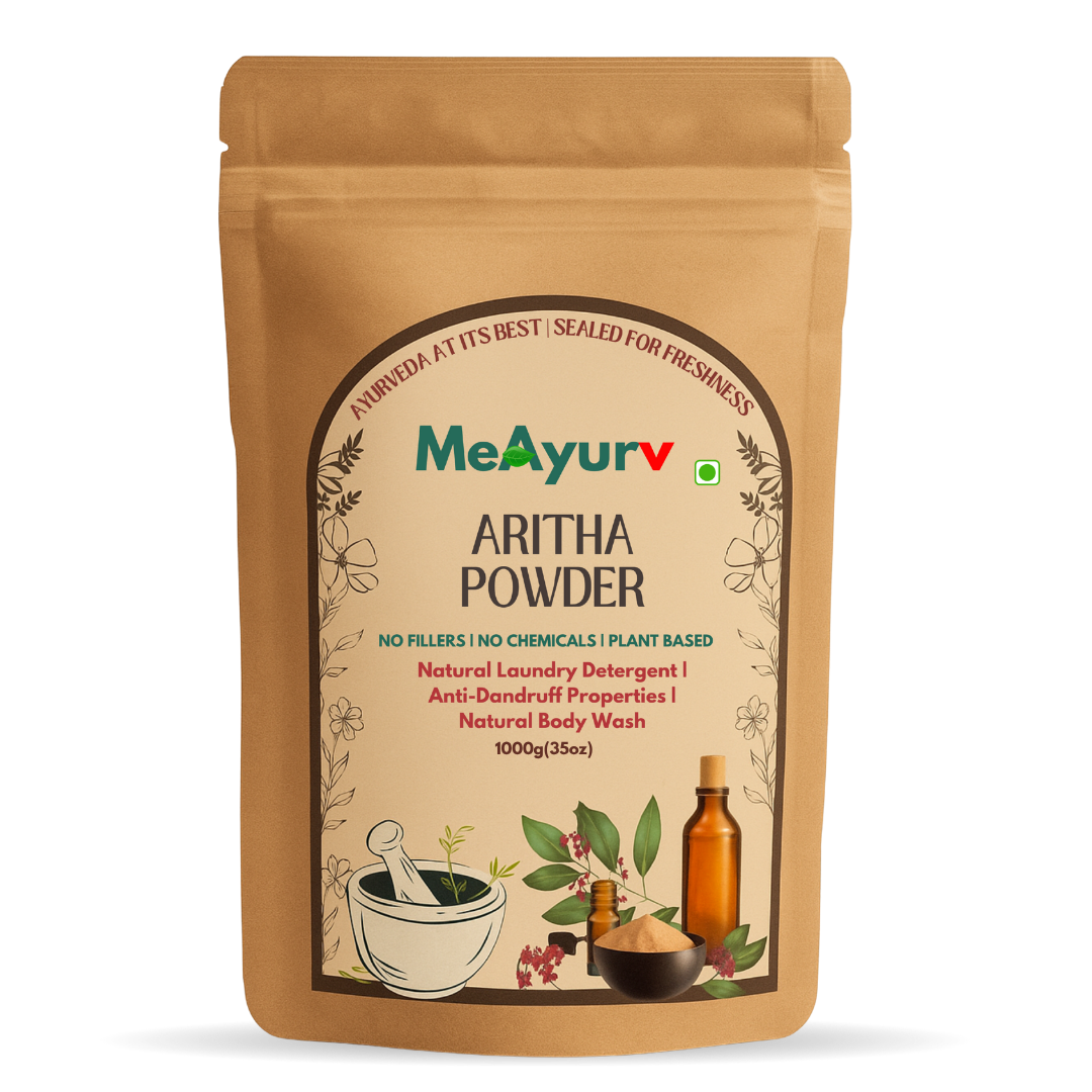 MeAyurv Organic Aritha Powder Hair Mask | Pure Soapnut Ayurvedic Pack for Deep Cleansing, Detox & Shine | Herbal, Sulfate-Free, Vegan Hair Treatment