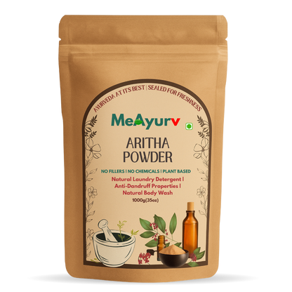 MeAyurv Organic Aritha Powder Hair Mask | Pure Soapnut Ayurvedic Pack for Deep Cleansing, Detox & Shine | Herbal, Sulfate-Free, Vegan Hair Treatment