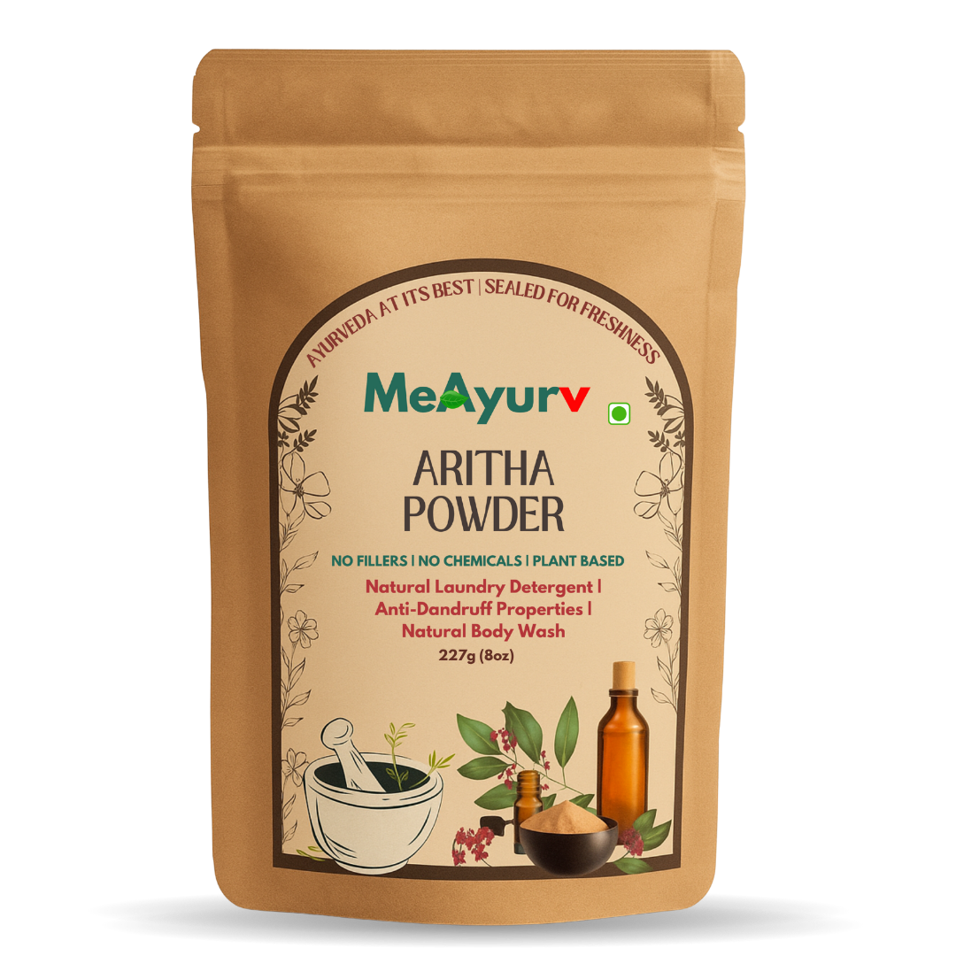 MeAyurv Organic Aritha Powder Hair Mask | Pure Soapnut Ayurvedic Pack for Deep Cleansing, Detox & Shine | Herbal, Sulfate-Free, Vegan Hair Treatment