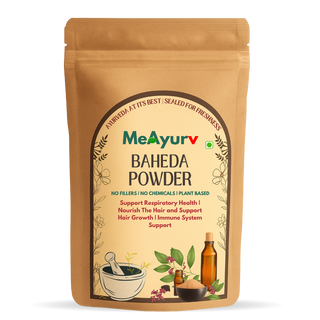 MeAyurv Organic Baheda Powder – Pure Bahera Fruit | Ayurvedic Herbal Supplement for Detox, Digestion & Wellness | Natural, Vegan, Chemical Free