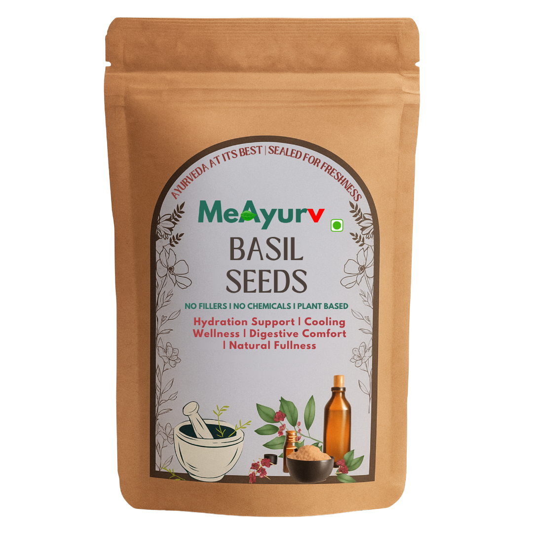 MeAyurv Basil Seeds for Weight Loss & Body Cooling Natural Sabja Seeds | High Fiber Tukmaria for Digestion | Falooda Seeds for Drinks & Desserts | Sweet Basil Seed Superfood | Ocimum Basilicum