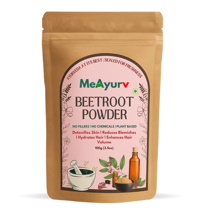 MeAyurv Organic Beetroot Powder | Natural Nitrate-Rich Superfood | Supports Stamina, Detox, Heart Health & Skin Glow | Vegan, Non-GMO | Plant-Based Nutrition