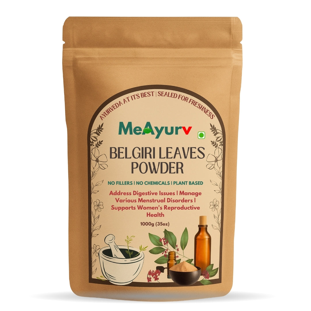 MeAyurv Organic Belgiri Leaves Powder – Pure Bael Leaf | Ayurvedic Herbal Supplement for Digestion & Gut Health | Natural, Vegan, Chemical Free
