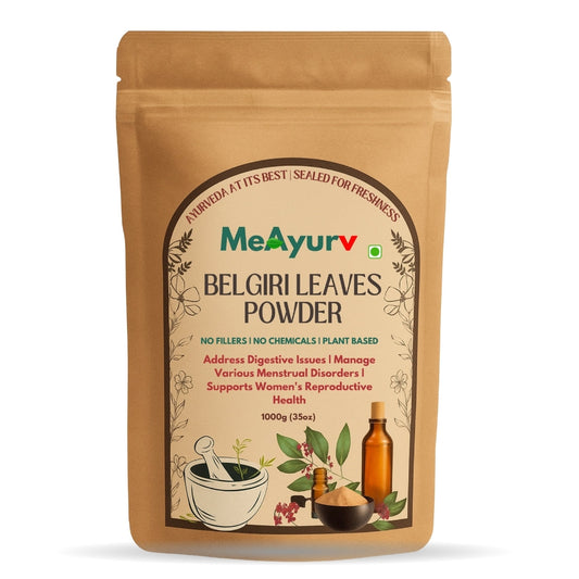 MeAyurv Organic Belgiri Leaves Powder – Pure Bael Leaf | Ayurvedic Herbal Supplement for Digestion & Gut Health | Natural, Vegan, Chemical Free