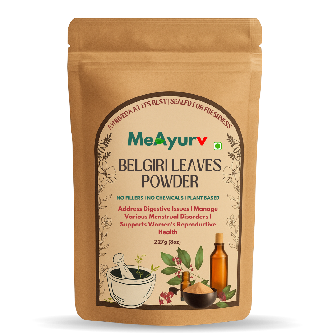 MeAyurv Organic Belgiri Leaves Powder – Pure Bael Leaf | Ayurvedic Herbal Supplement for Digestion & Gut Health | Natural, Vegan, Chemical Free