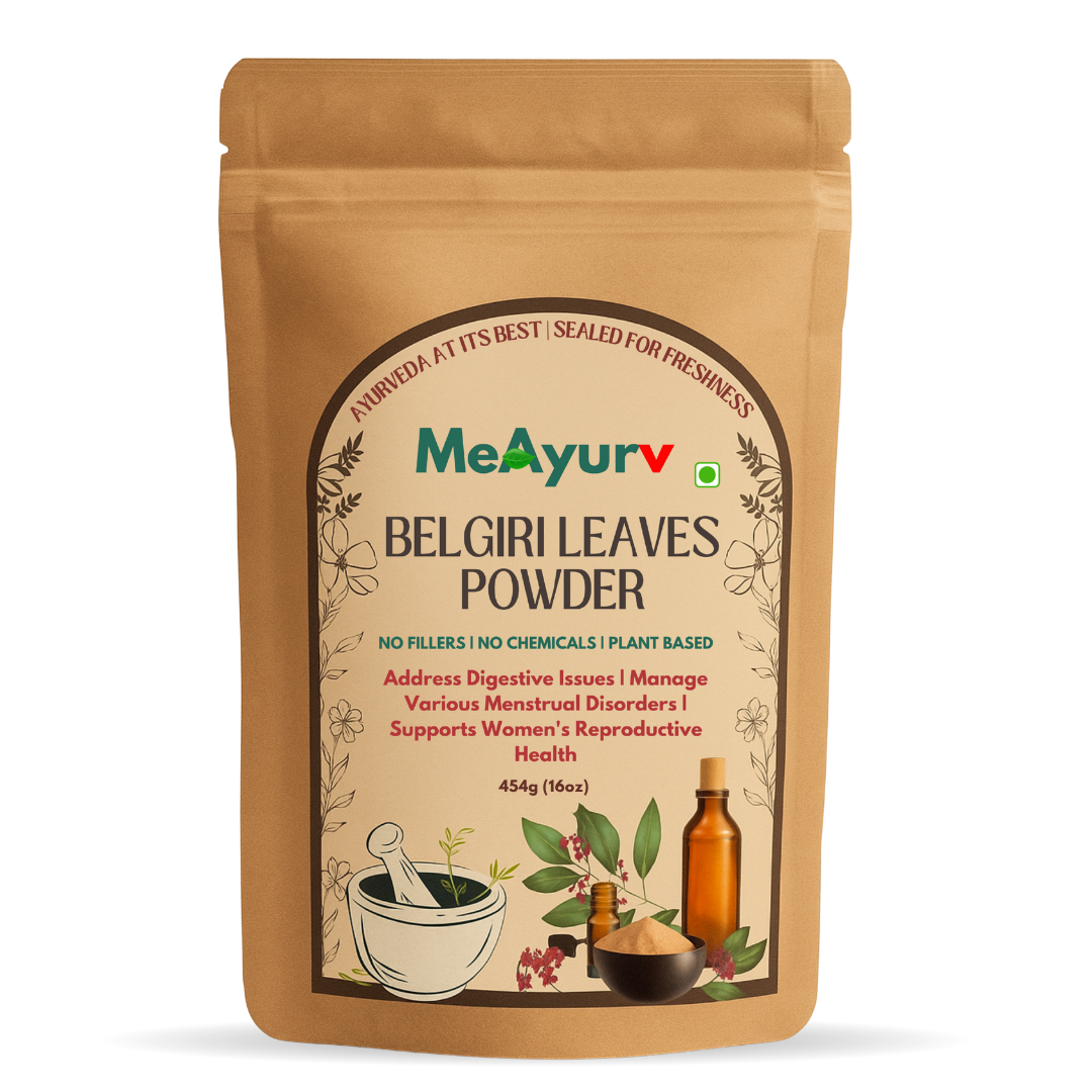 MeAyurv Organic Belgiri Leaves Powder – Pure Bael Leaf | Ayurvedic Herbal Supplement for Digestion & Gut Health | Natural, Vegan, Chemical Free